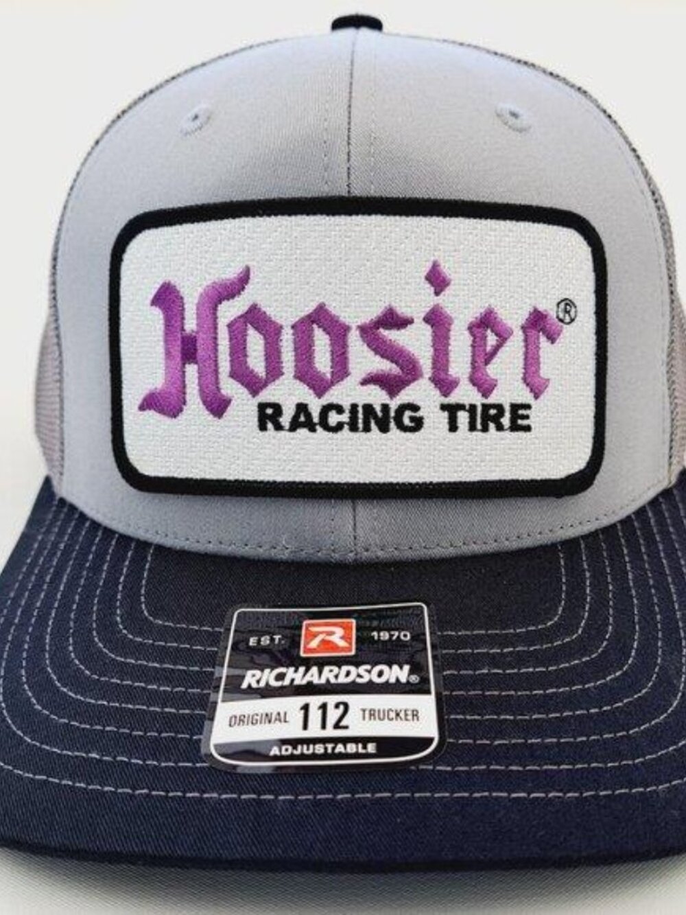Hoosier Racing Tires Richardson 112 Trucker Hat USA Embroidered Patch Retro NWT - Picture 3 of 4